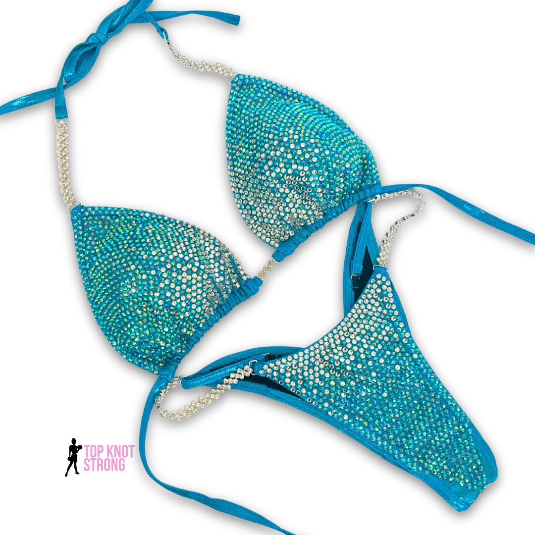 Elsa Aqua Blue Crystal Bikini Competition Suit