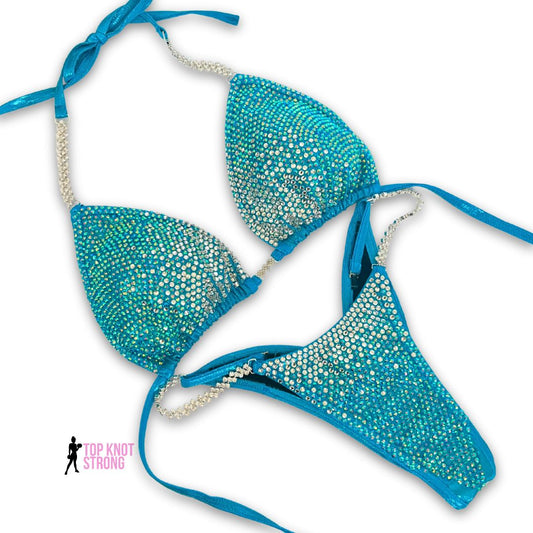 Elsa Aqua Blue Crystal Bikini Competition Suit