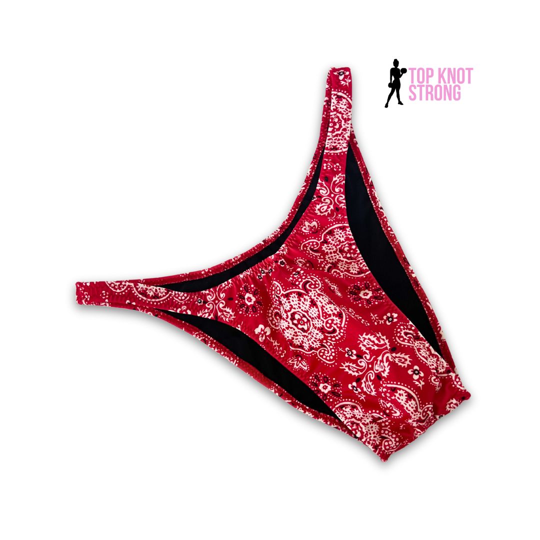 Red Bandana Men's Bodybuilding Posing Trunks