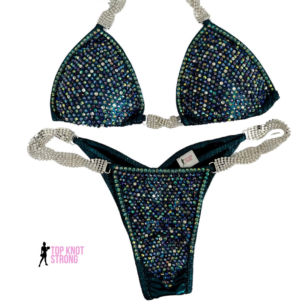 Midnight Shimmer Teal Bikini Competition Suit