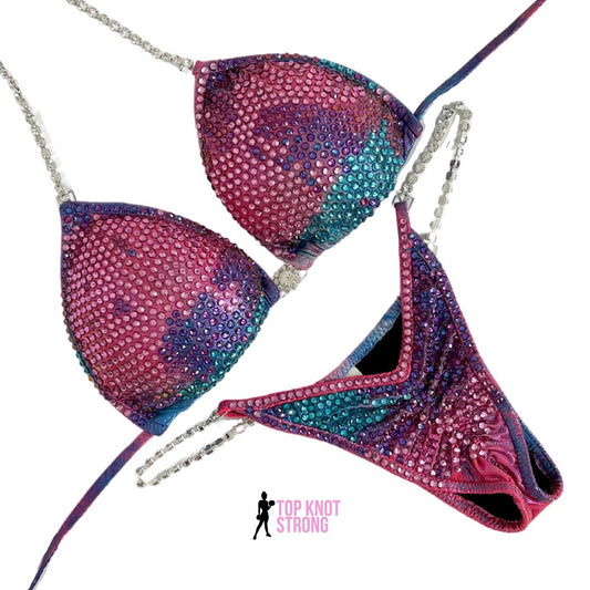 Cotton Candy Pink and Blue Bikini Competition Suit
