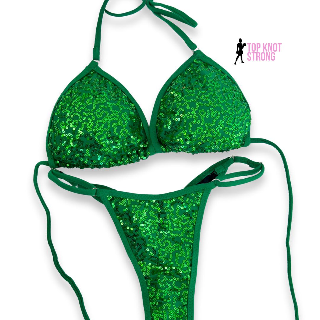 Kelly Green Sequin Practice Posing Bikini