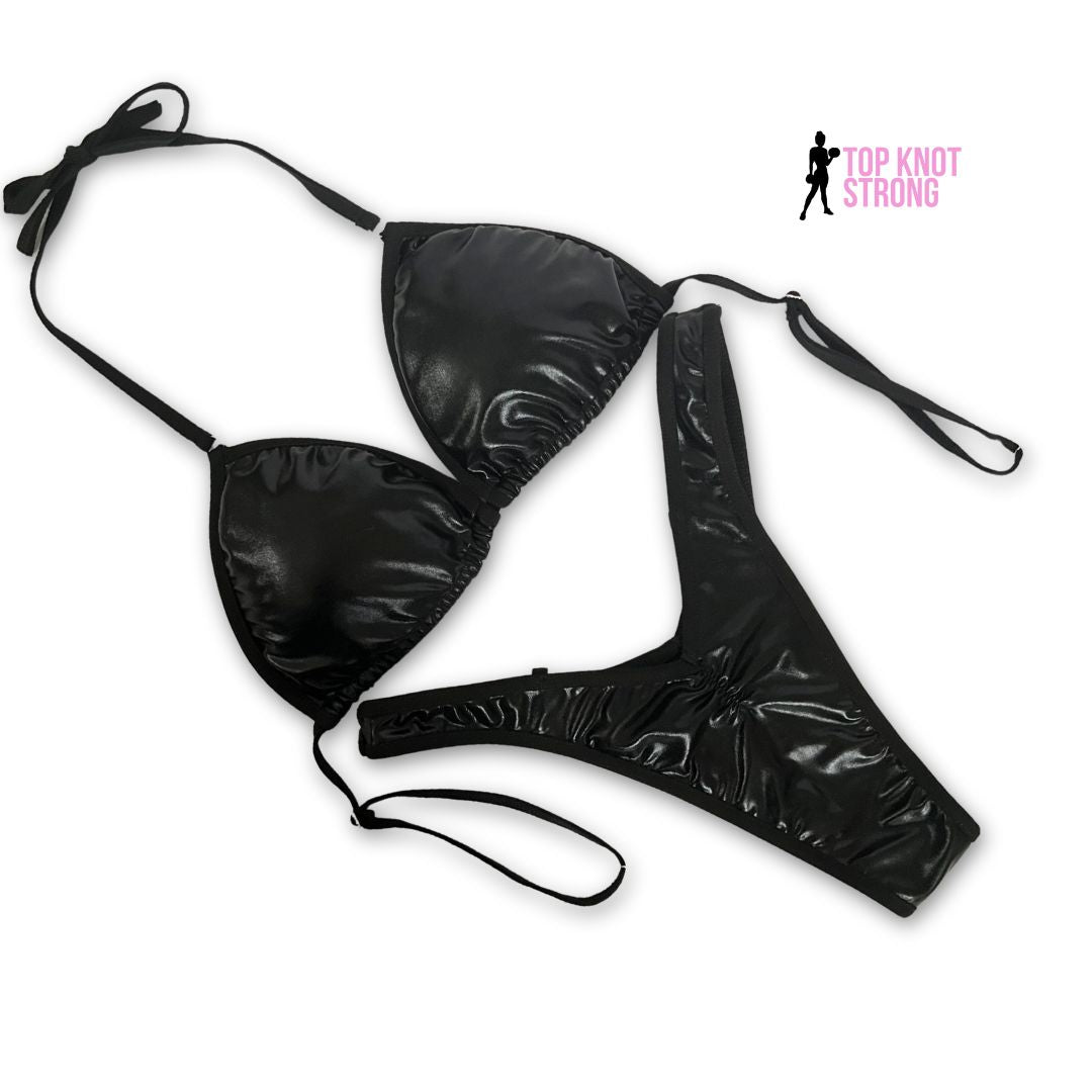 Wet Black Figure Physique Posing Practice Suit