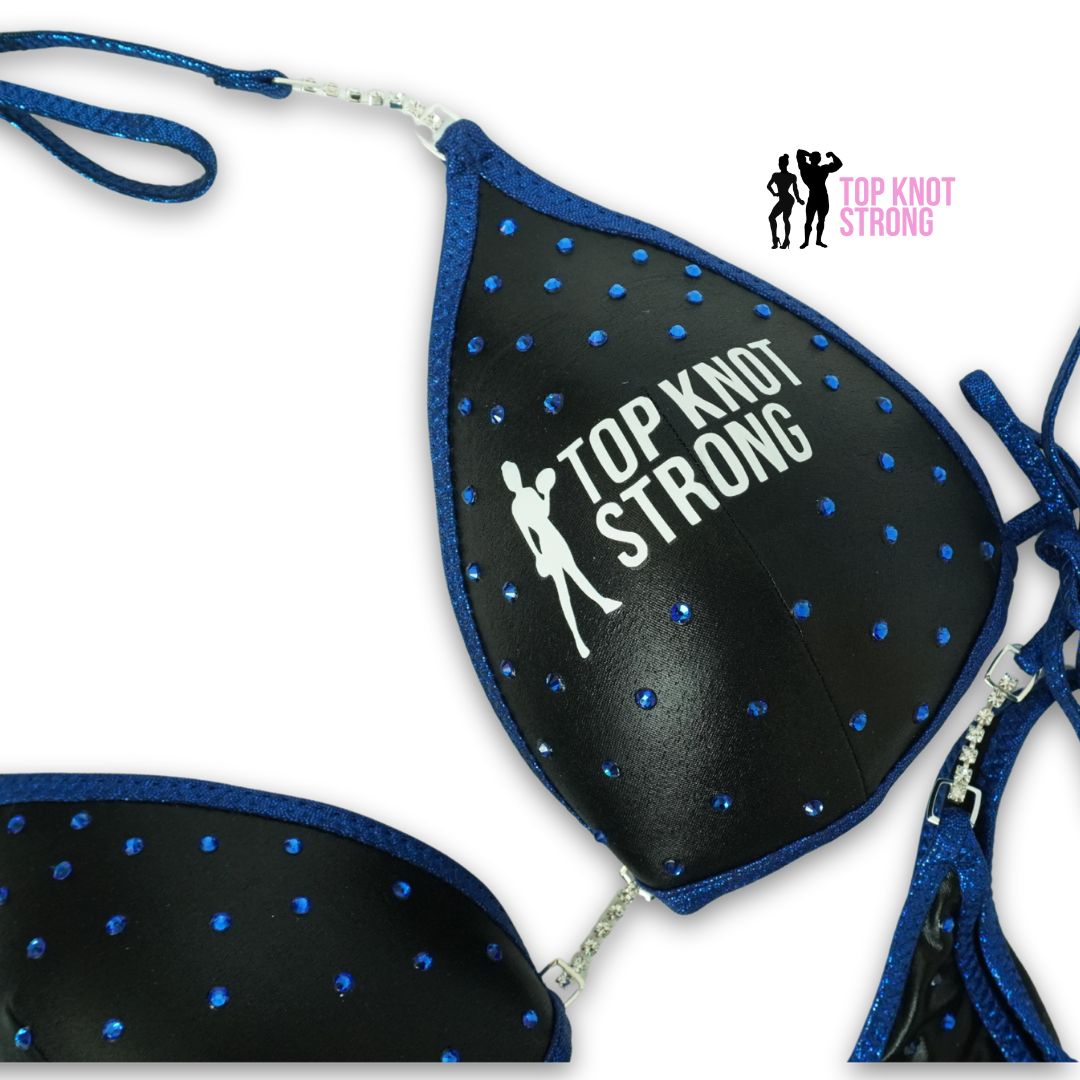 RTS: Team Top Knot Strong Blue and Black Bikini Posing Practice Suit
