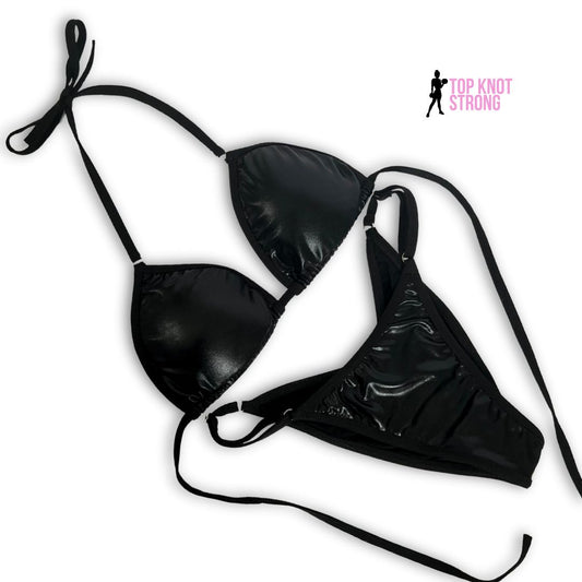 Wet Black Fit Model Posing Practice Suit