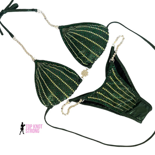 RTS: Enchanted Forest Green Crystal Bikini Competition Suit