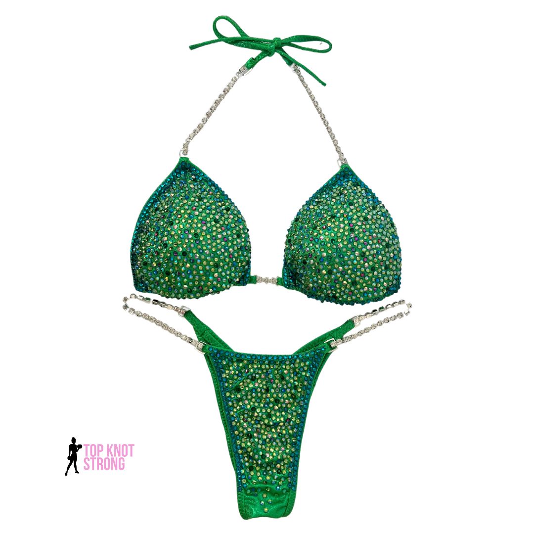 Green with Envy Bikini Bodybuilding Crystal Competition Suit