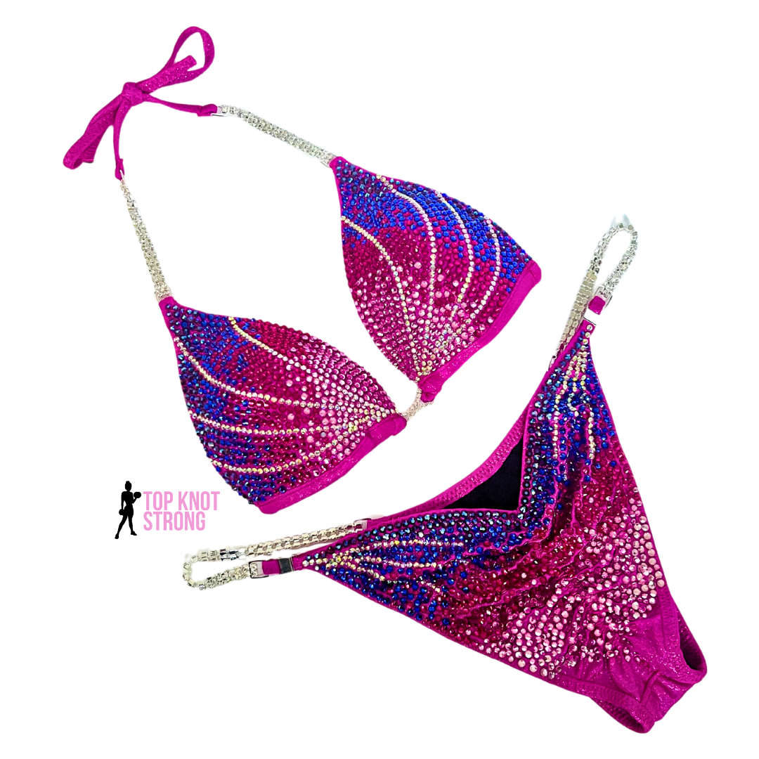 Malibu Sunset Pink and Blue Bikini Competition Suit
