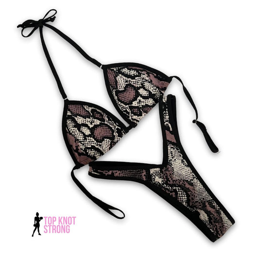 RTS: Mauve Snakeskin Figure Physique Posing Practice Suit | A/B Cup| Small Pro