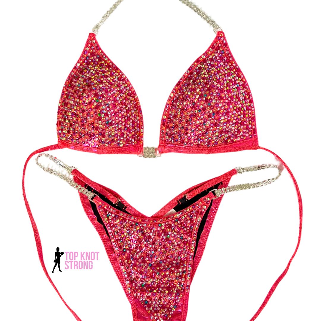 Coral Crush Crystal Bikini Competition Suit