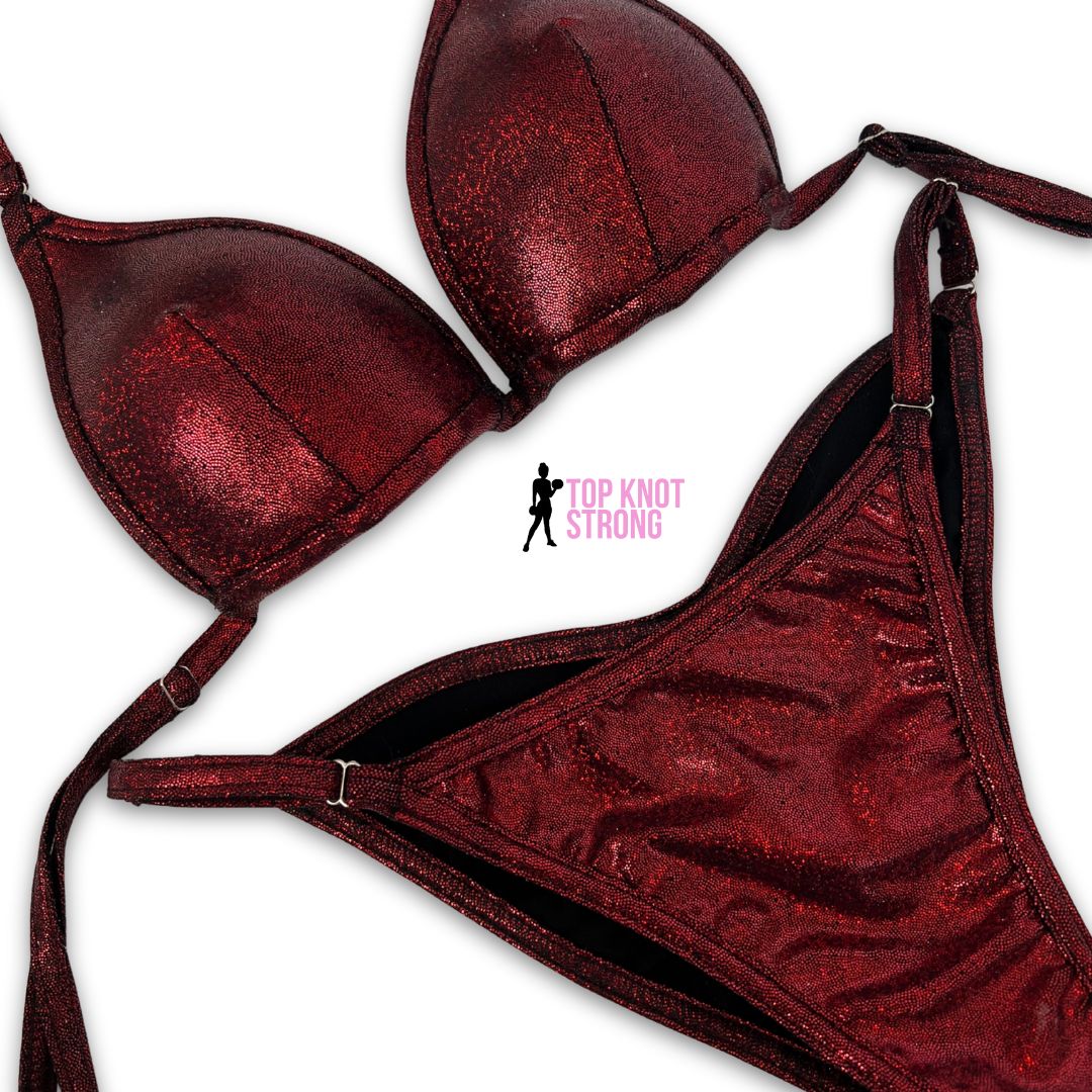 Cranberry Red Fit Model Bikini Competition Suit