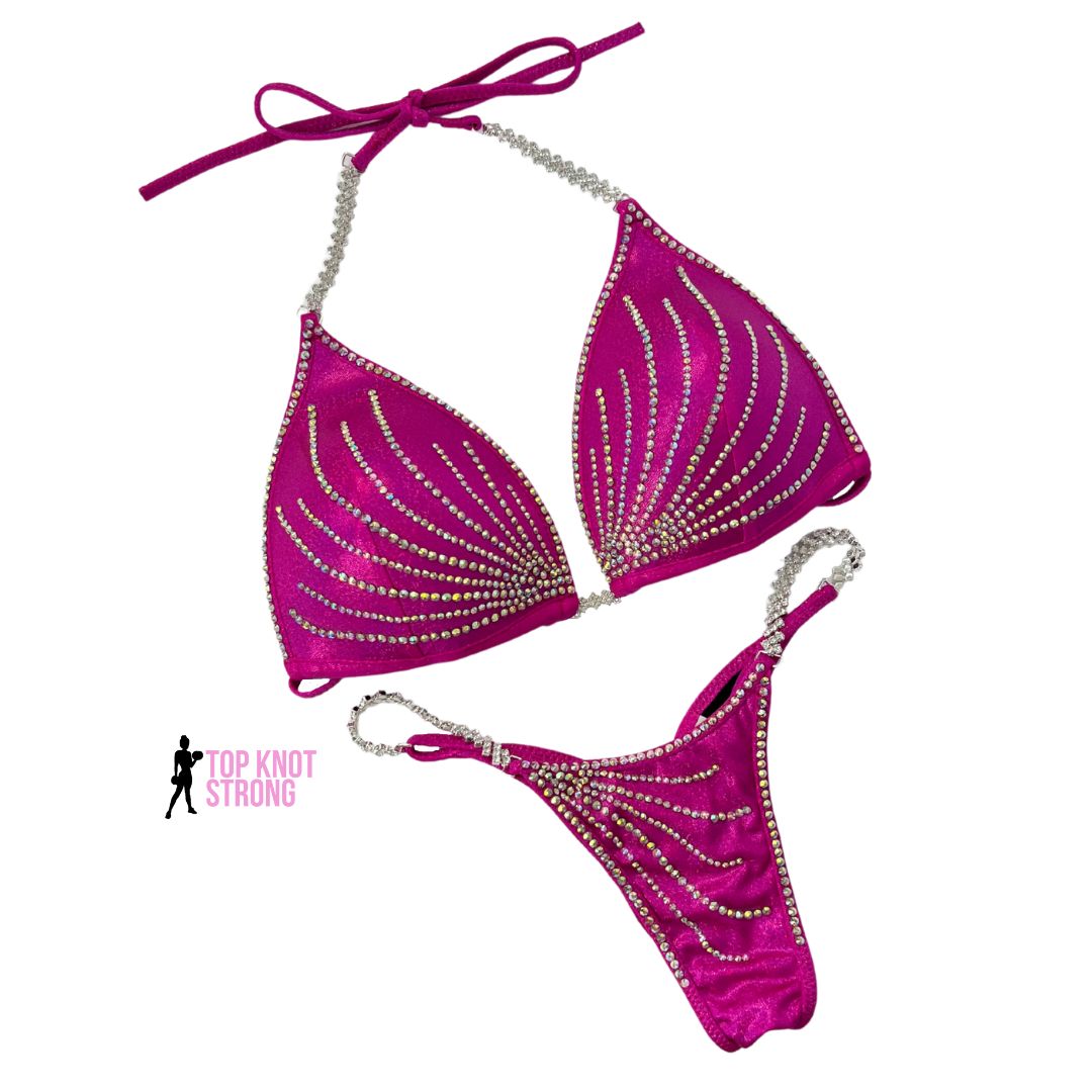 Elle Malibu Pink Crystal Bikini Competition Suit