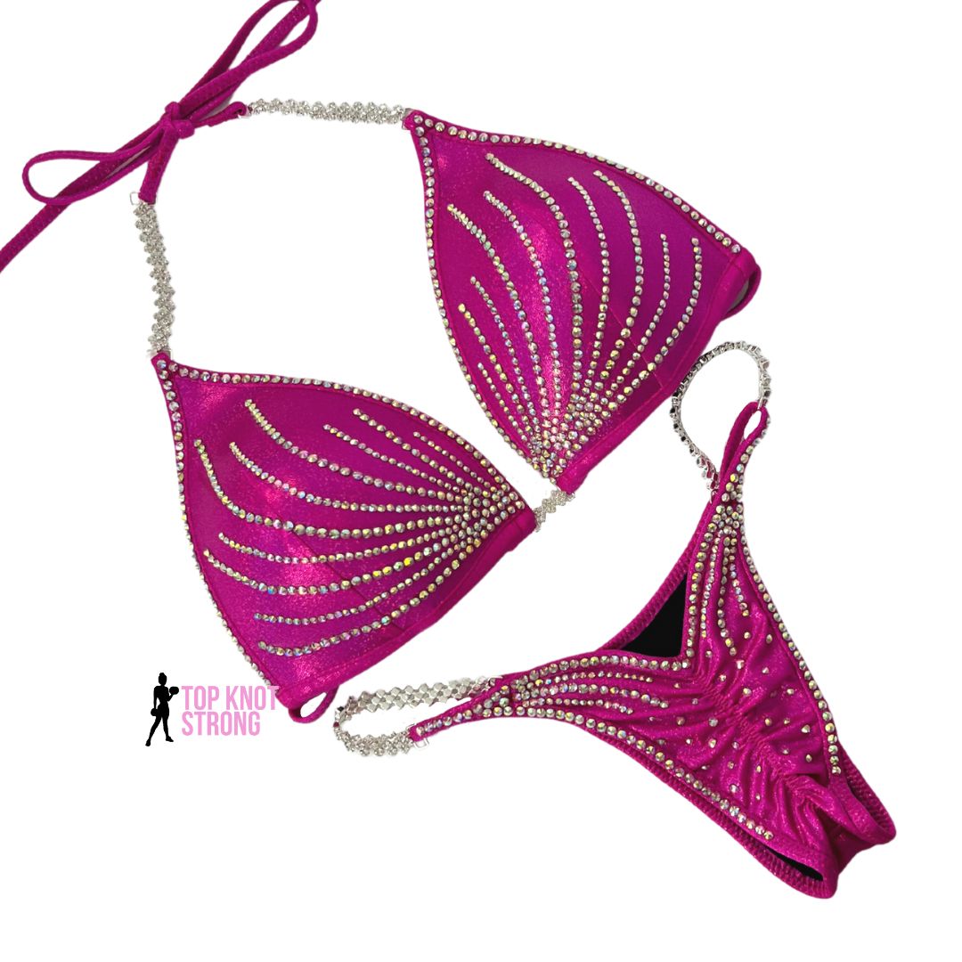 Elle Malibu Pink Crystal Bikini Competition Suit