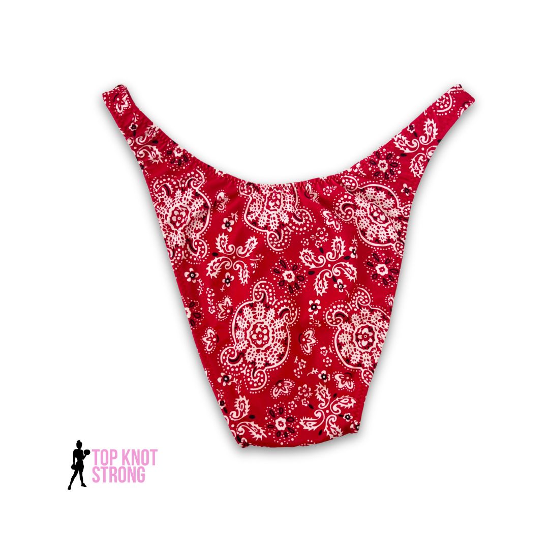 Red Bandana Men's Bodybuilding Posing Trunks