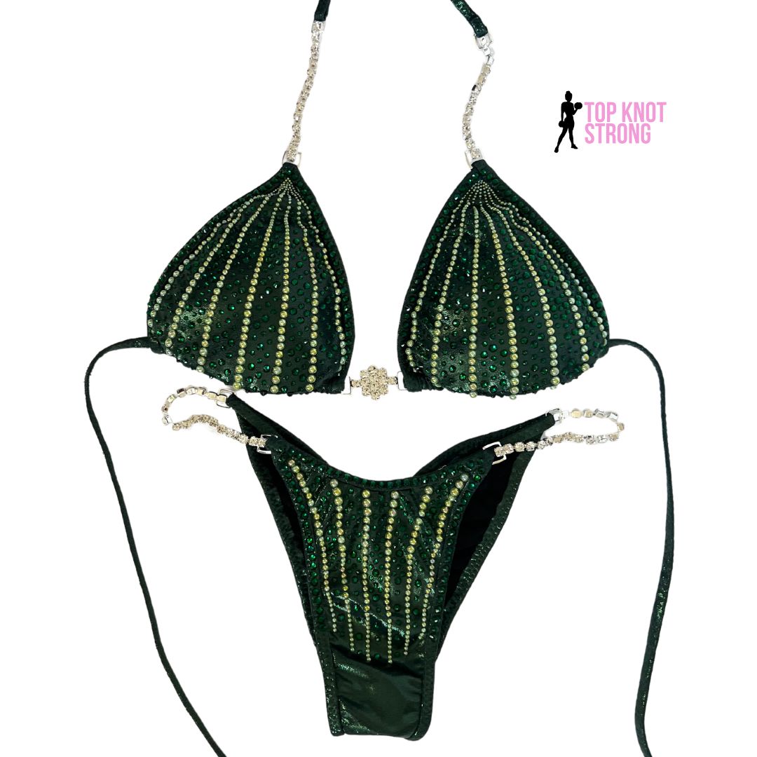 RTS: Enchanted Forest Green Crystal Bikini Competition Suit