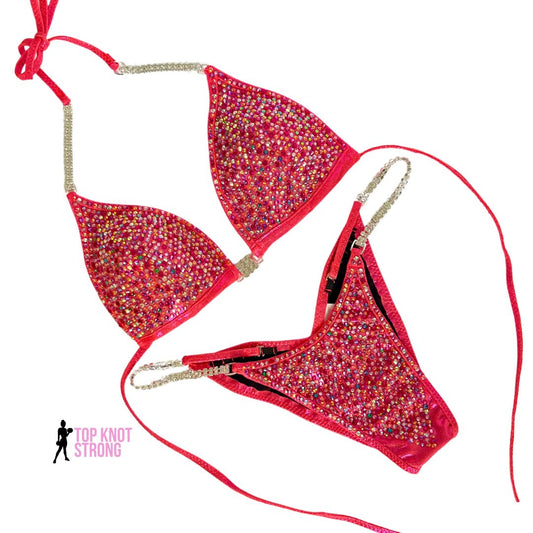 Coral Crush Crystal Bikini Competition Suit
