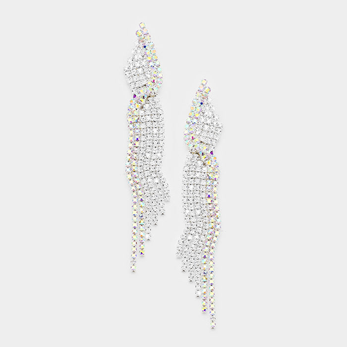 Cascading Fringe Crystal AB Bikini Competition Earrings
