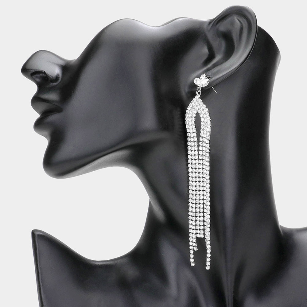 CZ Triple Pointed Fringe Dangle Bikini Competition Earrings