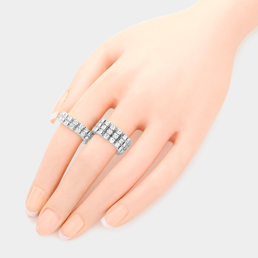 2 Piece Classic Stretch Rhinestone Bikini Competition Rings