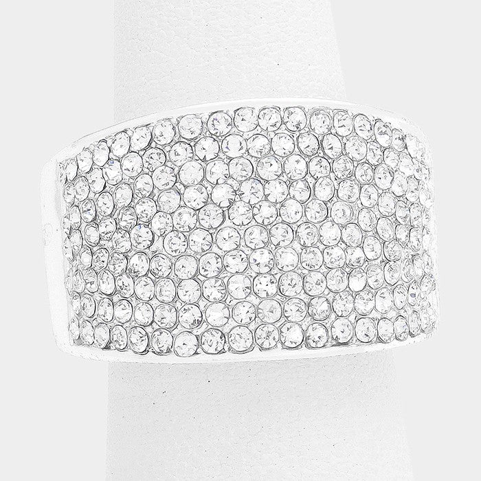 Crystal Rhinestone Pave Stretch Bikini Competition Ring