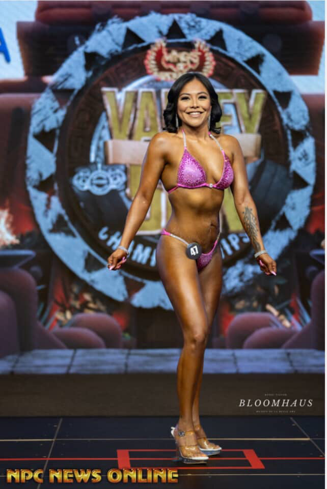 Cosmic Bloom Neon Pink Crystal Bikini Competition Suit