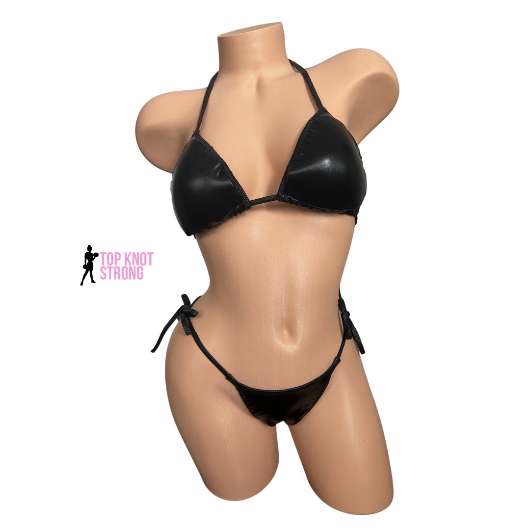 Wet Black Bikini Posing Practice Suit