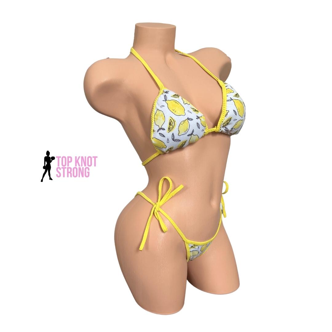 Lemon Print Bikini Practice Posing Suit