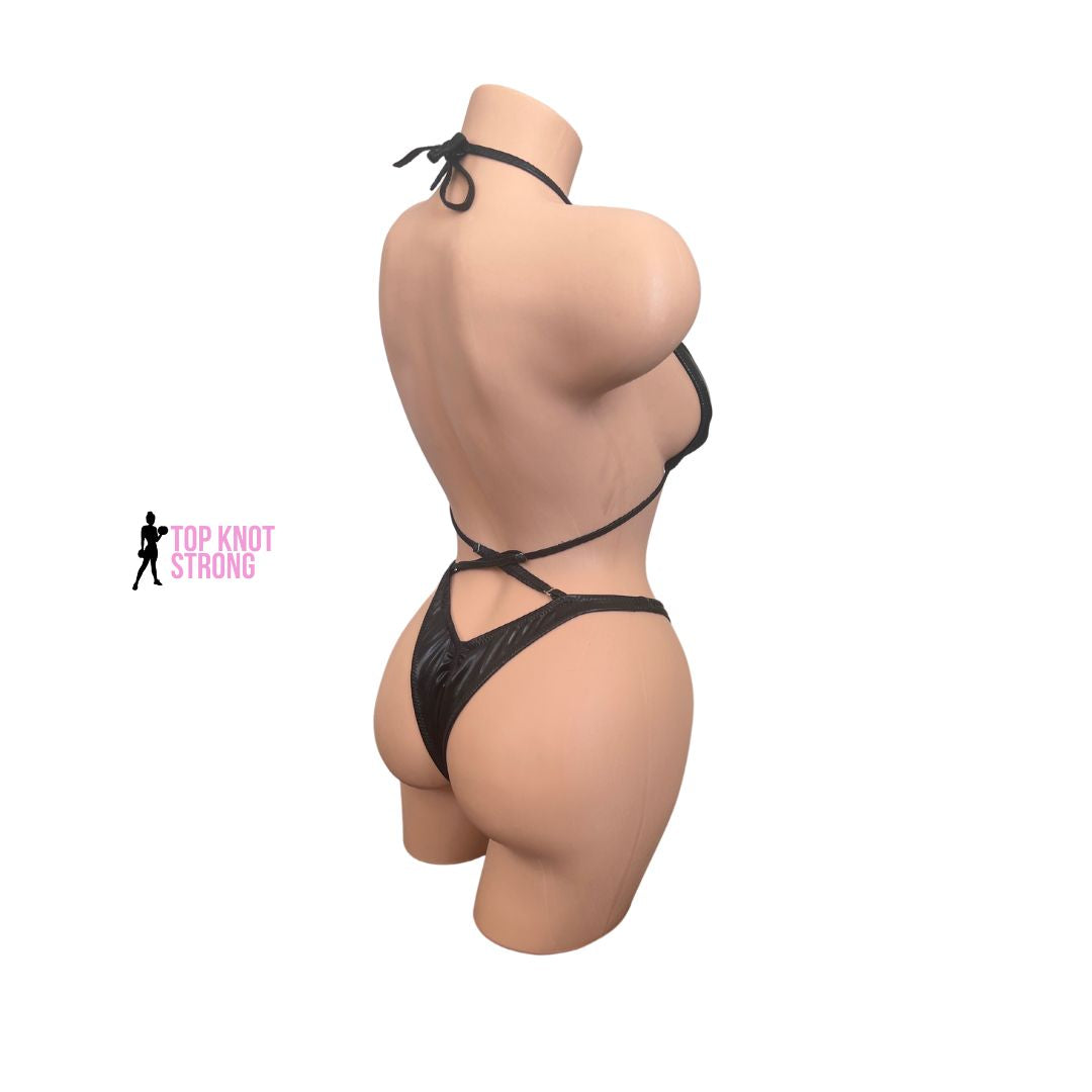 Wet Black Figure Physique Posing Practice Suit