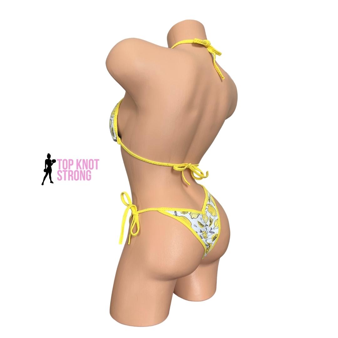 Lemon Print Bikini Practice Posing Suit