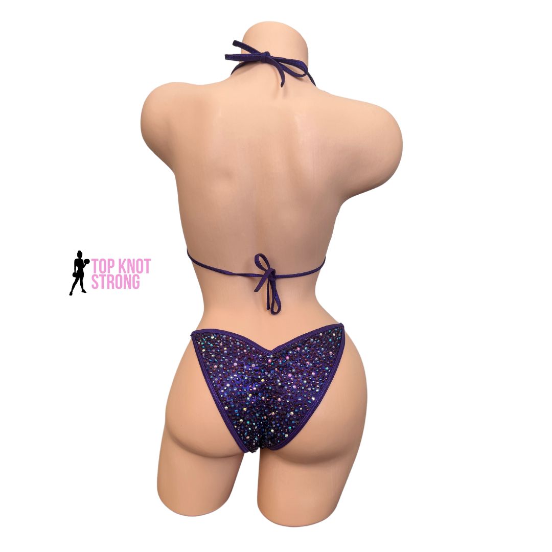 Deep Purple Galaxy Crystal Bikini Competition Suit