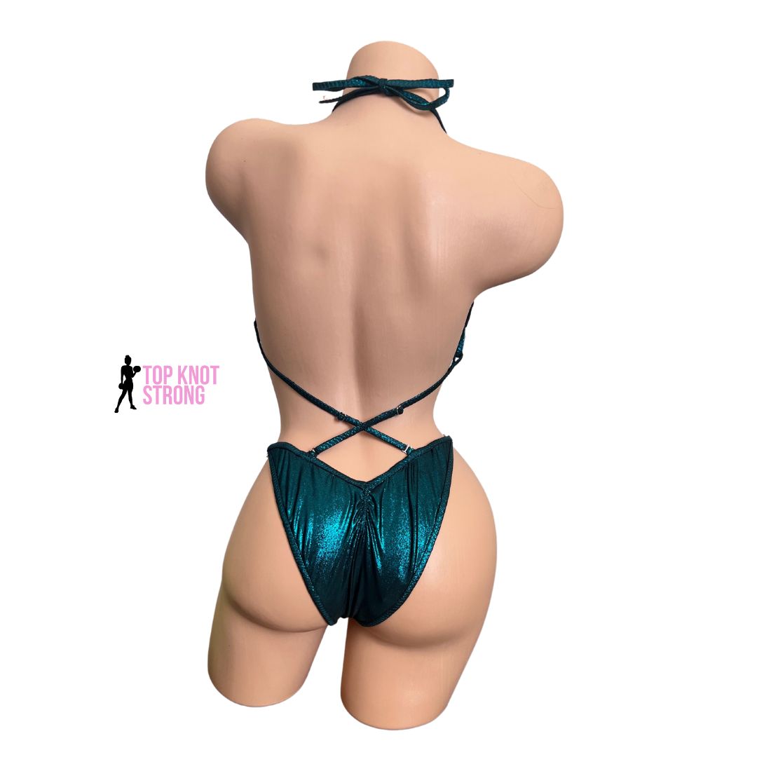 Peacock Teal Figure Physique Bodybuilding Competition Suit