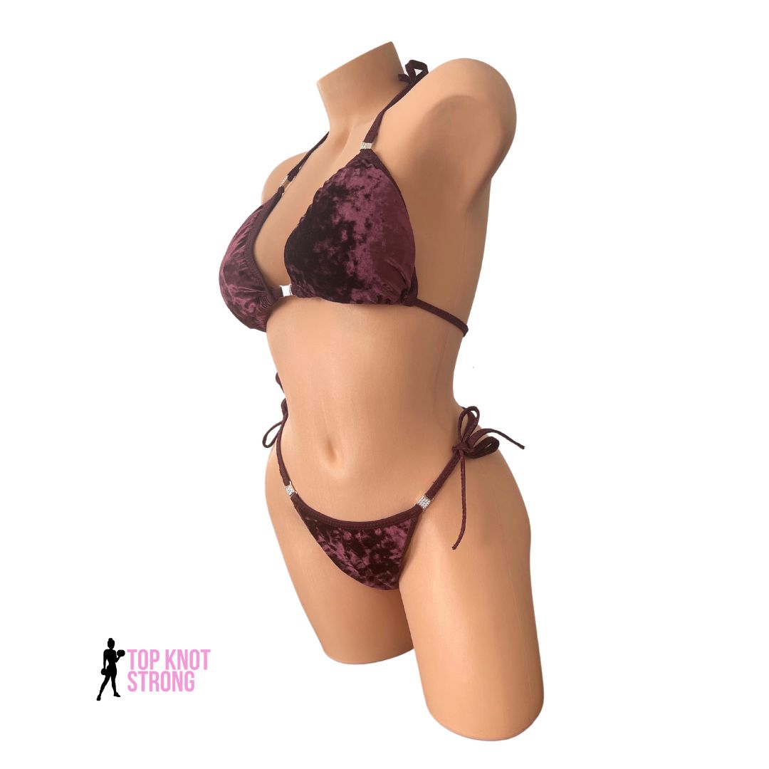 Fig Velvet Maroon Bikini Posing Practice Suit