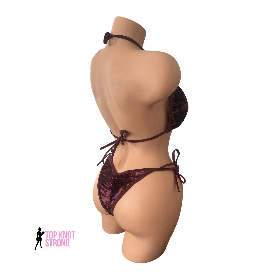 Fig Velvet Maroon Bikini Posing Practice Suit