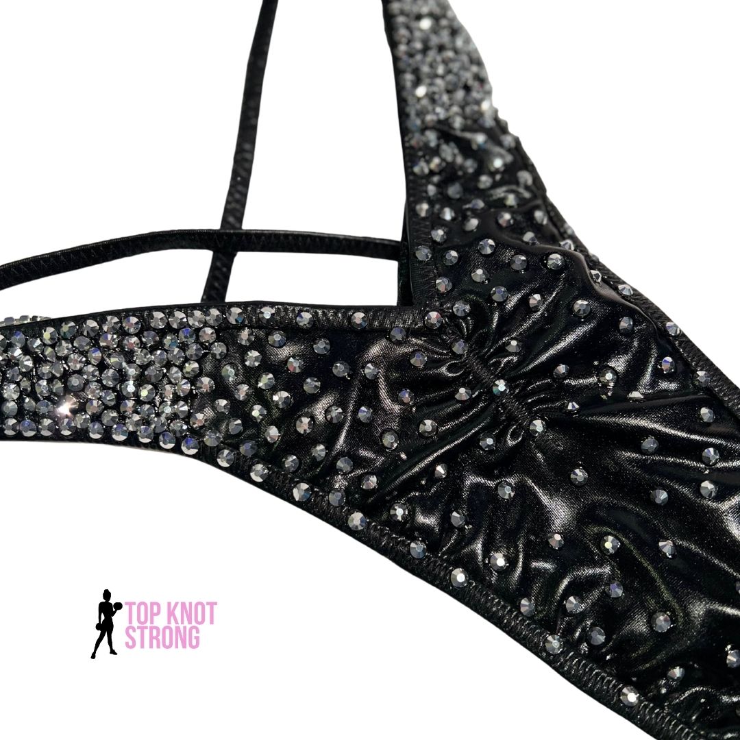 Black Ice Figure Physique Bodybuilding Crystal Competition Suit