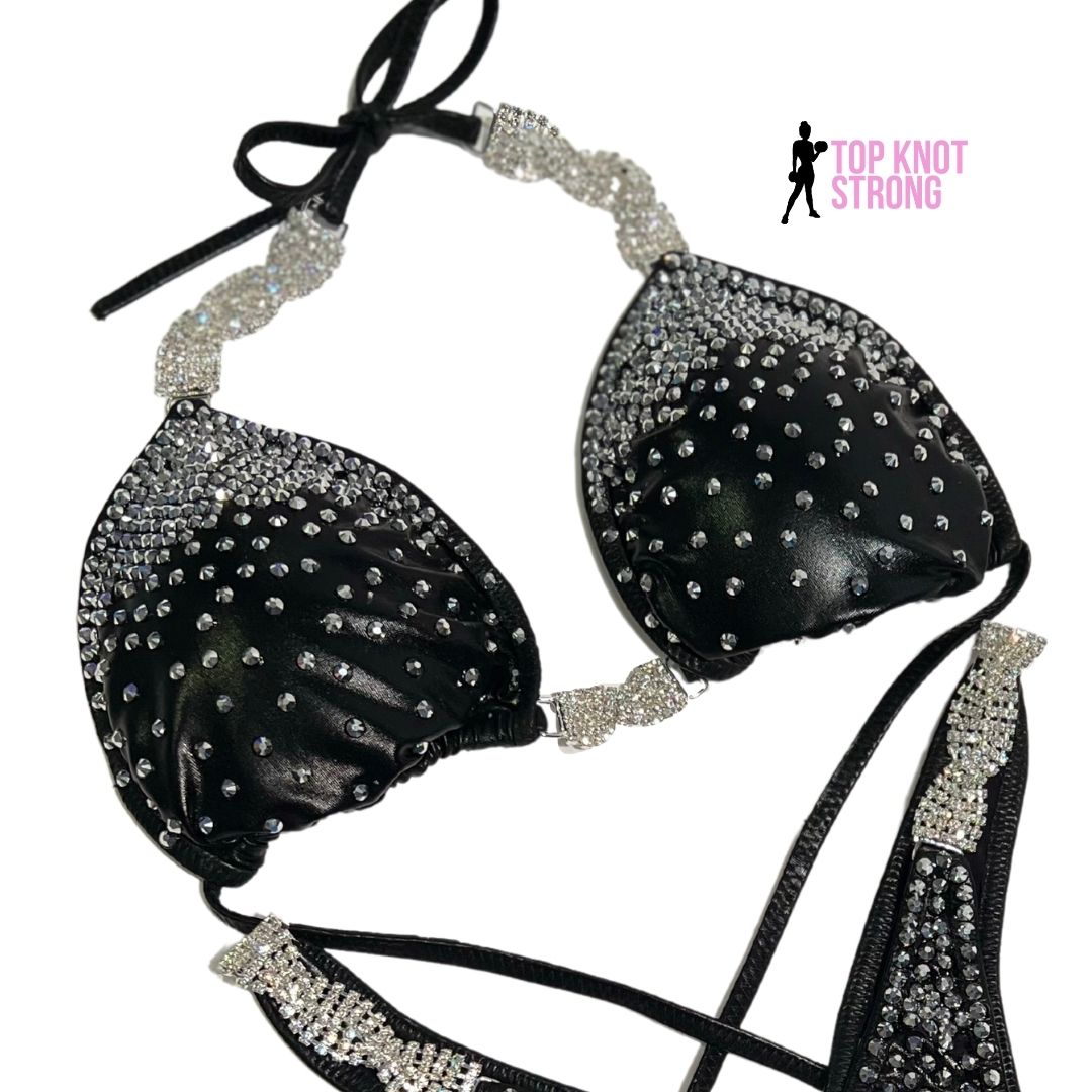 Black Ice Figure Physique Bodybuilding Crystal Competition Suit