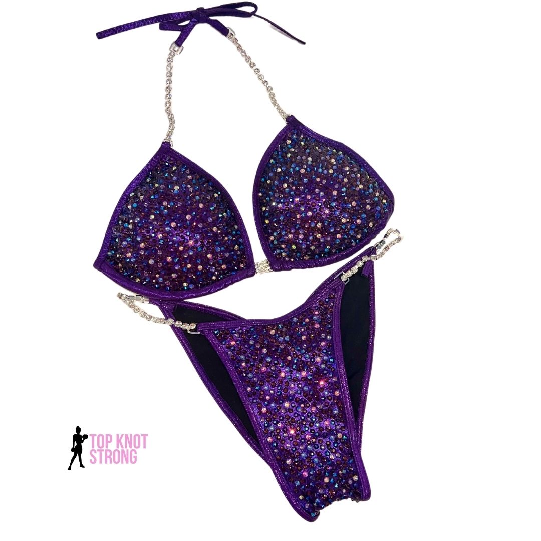 Deep Purple Galaxy Crystal Bikini Competition Suit