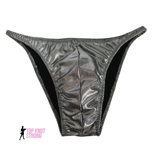 Gun Metal Silver Men's Bodybuilding Posing Trunks