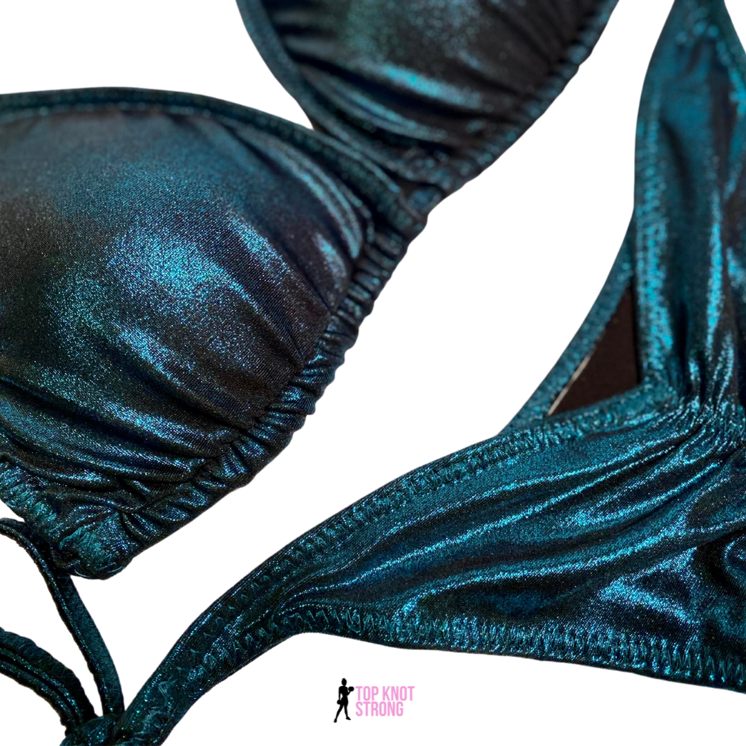 Peacock Teal Bikini Competition Posing Practice Suit