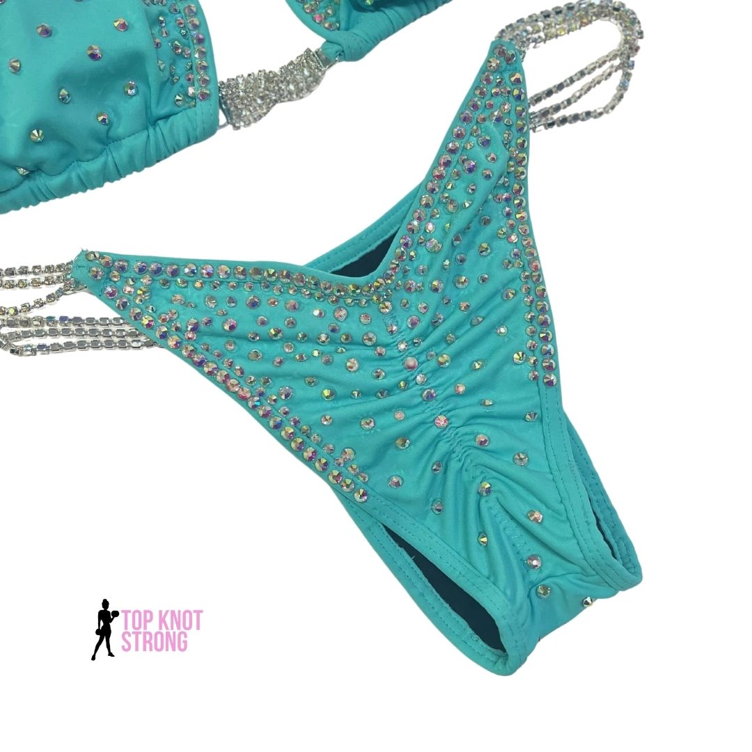 Blue Tiff Sparkle Bikini Competition Suit