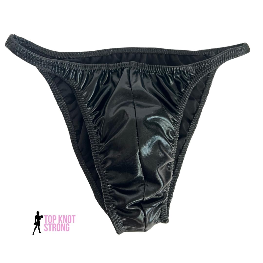 Wet Black Mens Bodybuilding Posing Trunks