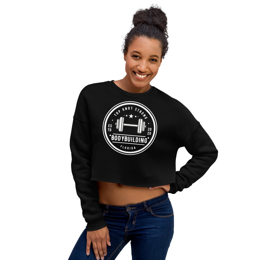 Vintage Bodybuilding Top Knot Strong Crop Sweatshirt