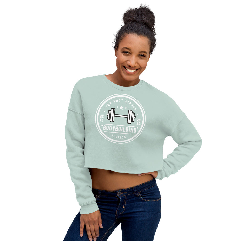Vintage Bodybuilding Top Knot Strong Crop Sweatshirt