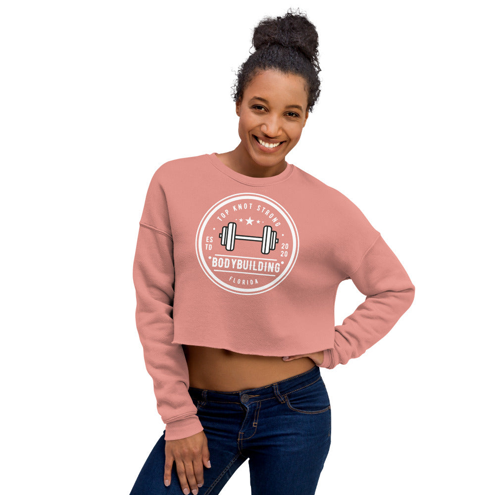 Vintage Bodybuilding Top Knot Strong Crop Sweatshirt