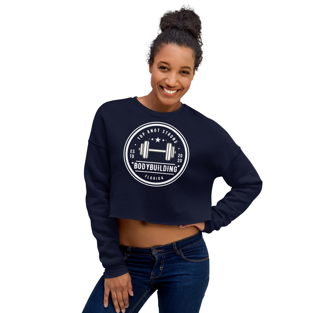 Vintage Bodybuilding Top Knot Strong Crop Sweatshirt