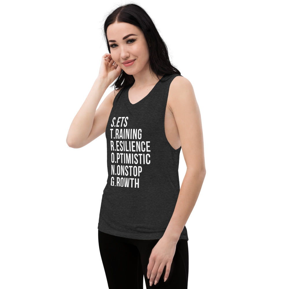 Sets Training Resilience Nonstop Growth Ladies’ Muscle Tank | Gym Workout Shirt