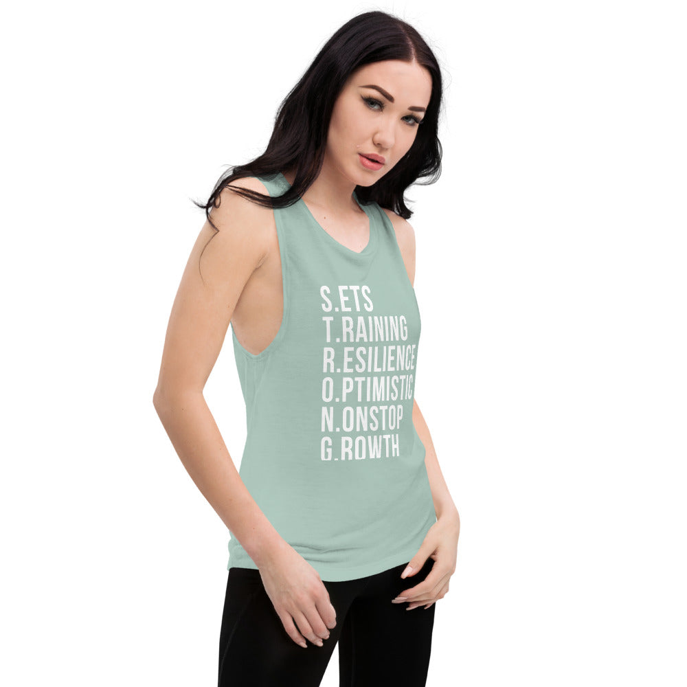 Sets Training Resilience Nonstop Growth Ladies’ Muscle Tank | Gym Workout Shirt