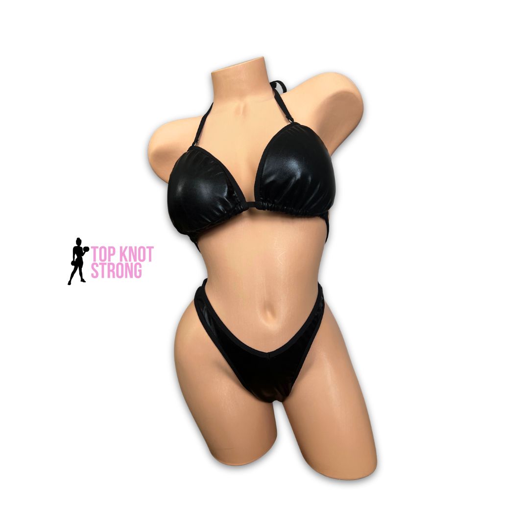 Wet Black Figure Physique Posing Practice Suit