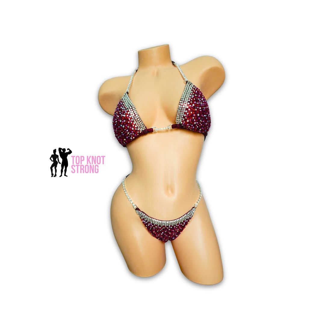 Victoria Cranberry Red Crystal Bikini Competition Suit