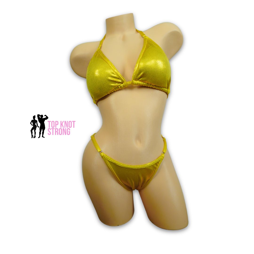 Yellow Gold Fit Model Bikini Competition Suit