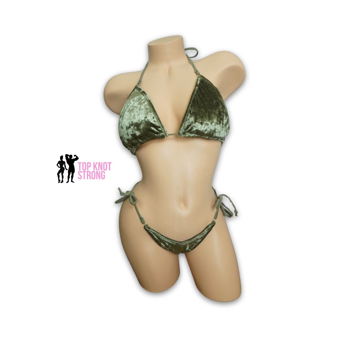 Olive Green Velvet Wellness Practice Posing Suit